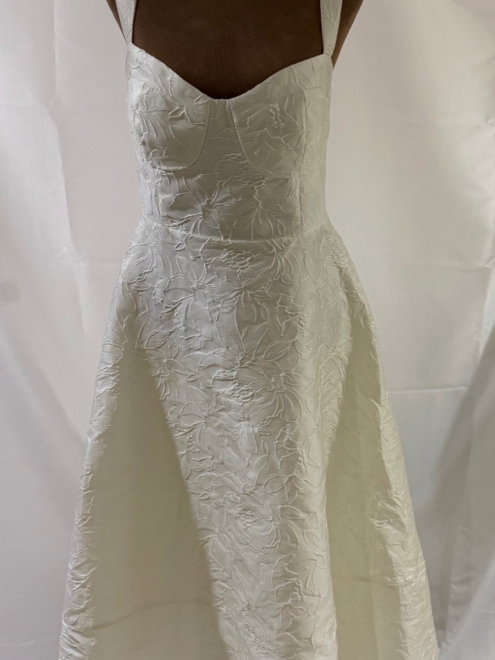 ✨ NWT RIHOAS XL White Sweetheart Neck Jacquard Midi Dress ✨